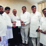 Congress NCP Sena leaders submit a letter at Raj Bhavan